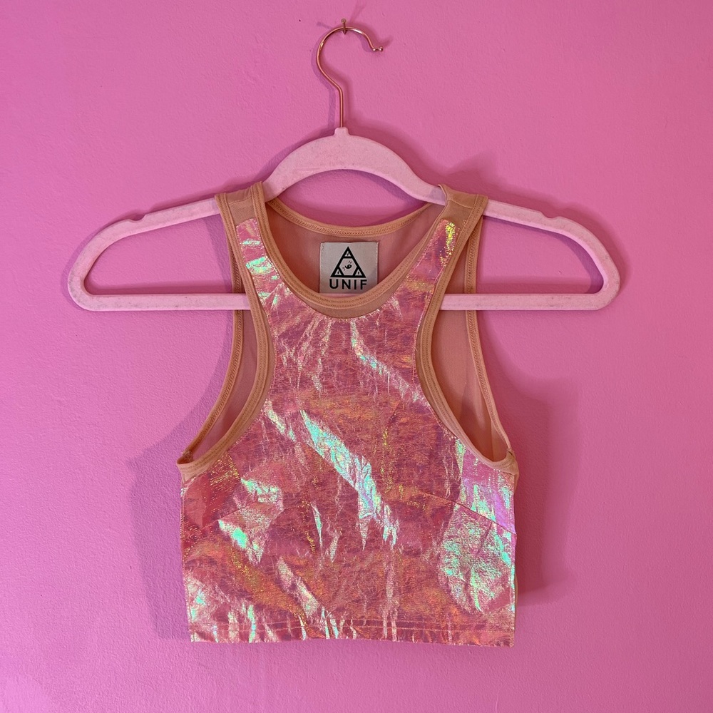 Rare Unif PLUR Holographic Crop Top